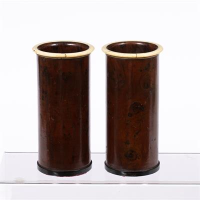 Lot 310 - Pair of wood and ivory brush pots