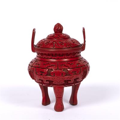 Lot 315 - Cinnabar lacquer covered censer