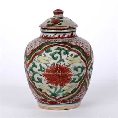 Lot 383 - Polychrome jar and cover