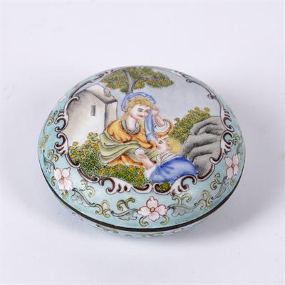 Lot 391 - Enamel ink box and cover