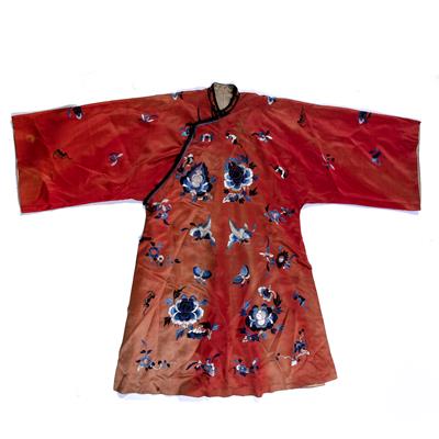 Lot 412 - Orange silk embroidered coat