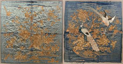 Lot 414 - Two embroidered silk panels