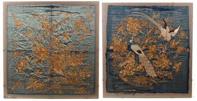 Lot 414 - Two embroidered silk panels