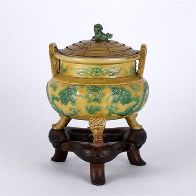 Lot 419 - Sancai glaze yellow censer