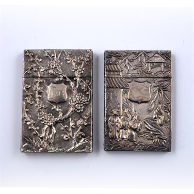 Lot 428 - Two white metal card cases