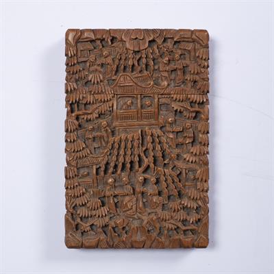 Lot 482 - Canton carved wood card case