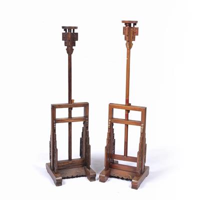 Lot 485 - Pair of full height candle stands