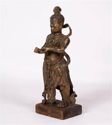 Lot 486 - Gilt bronze standing figure of  King Dhanada