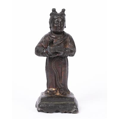 Lot 495 - Bronze model of a Daoist priest