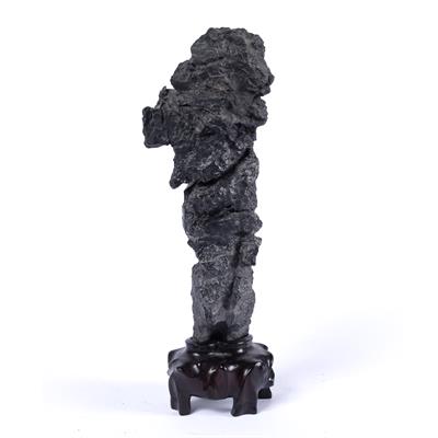 Lot 521 - Lingbi scholars rock on hardwood stand