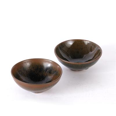 Lot 526 - Two similar small hares fur bowls