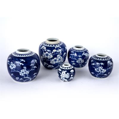 Lot 540 - Group of five blue and white ginger jars