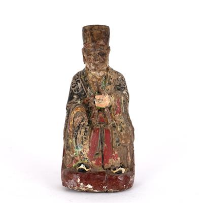 Lot 542 - Wooden seated lohan figure