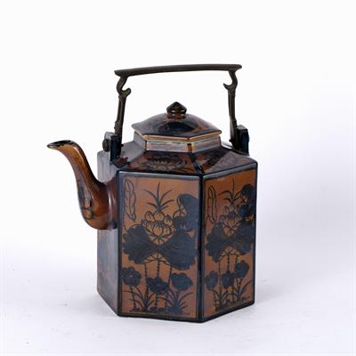 Lot 543 - Large hexagonal teapot