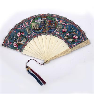 Lot 545 - Canton ivory and paper fan