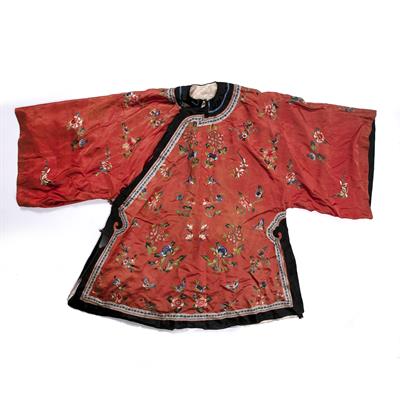 Lot 547 - Pale red embroidered silk coat