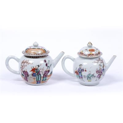 Lot 565 - Two porcelain ovoid teapots