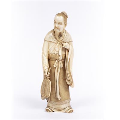 Lot 736 - Ivory standing figure of a Daoist Immortal