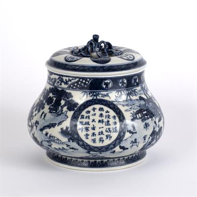 Lot 778 - Blue and white pot and cover