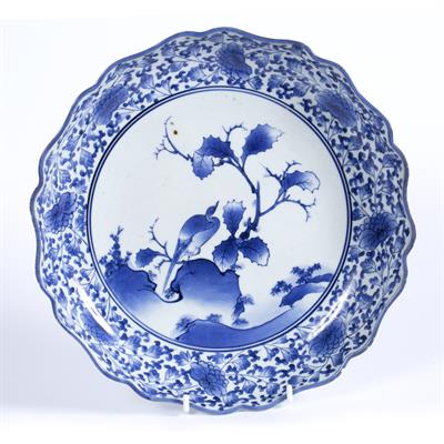 Lot 784 - Blue and white Kakiemon style plate