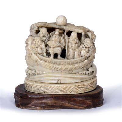 Lot 798 - Ivory model of the treasure ship Takarabune