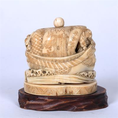 Lot 798 - Ivory model of the treasure ship Takarabune