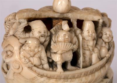 Lot 798 - Ivory model of the treasure ship Takarabune