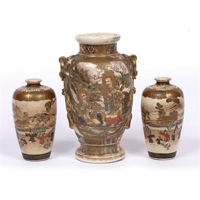 Lot 804 - Pair of small Satsuma vases