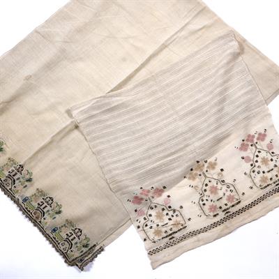 Lot 806 - Ottoman silk and metal on linen embroidered towel