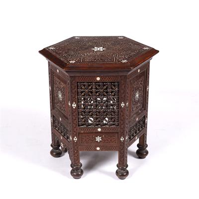 Lot 813 - Damascus inlaid octagonal occasional table