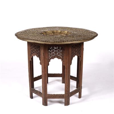 Lot 815 - Brass and folding occasional table