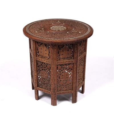 Lot 816 - Circular ivory inlaid folding table