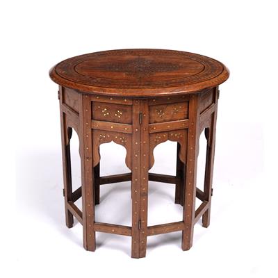 Lot 819 - Oval brass inlaid occasional table