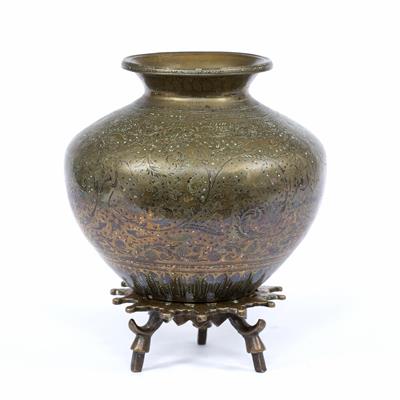 Lot 825 - Large engraved lota and stand