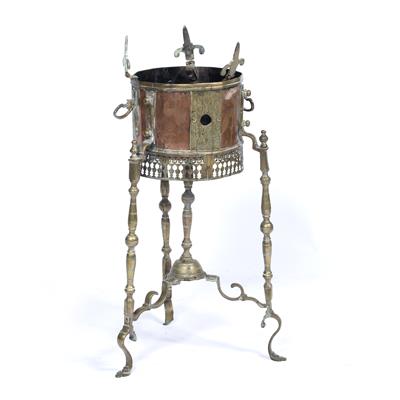 Lot 831 - Copper and brass mangal/brazier ottoman