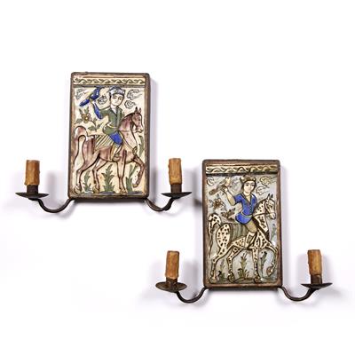 Lot 858 - Pair of Qajar tiles