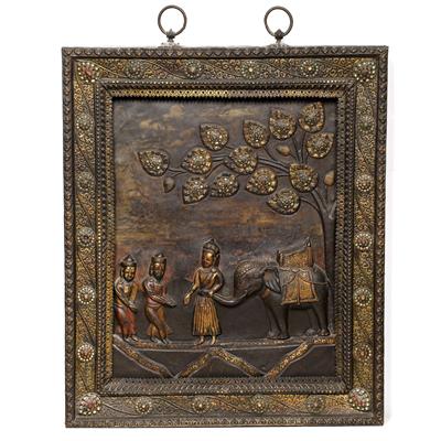 Lot 885 - Repoussé copper votive plaque