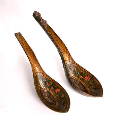 Lot 906 - Two Qajar wooden spoons