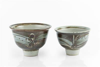 Lot 38 - Michael Casson (1925-2003)
Two bowls
with blue and brown brushed design over a cream...