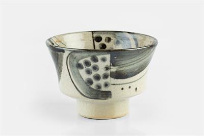 Lot 79 - Michael Casson (1925-2003)
Footed bowl
green and grey brushwork patterns over cream glaze
painted...