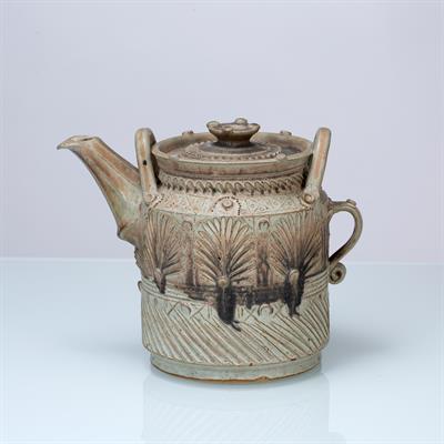 Lot 132 - Ian Godfrey (1942-1992) 
Large teapot, 1979
stoneware
incised signature and date
26cm high