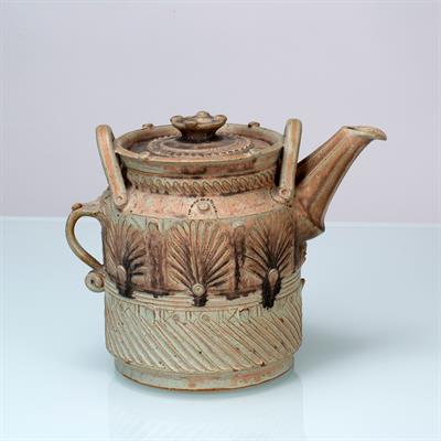 Lot 132 - Ian Godfrey (1942-1992) 
Large teapot, 1979
stoneware
incised signature and date
26cm high