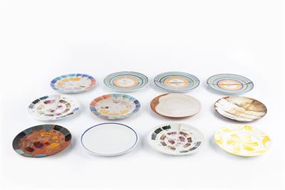 Lot 155 - Alan Caiger-Smith (1930-2020) and Aldermaston Pottery
Twelve glaze test plates
with various glaze...