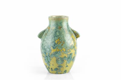 Lot 213 - Pierrefonds
Art pottery vase
green crystalline glaze
painted and impressed mark
23