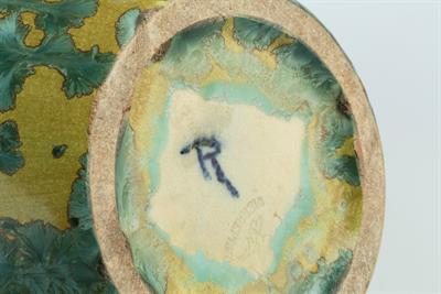 Lot 213 - Pierrefonds
Art pottery vase
green crystalline glaze
painted and impressed mark
23