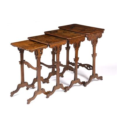 Lot 235 - Emile Gallé (1846-1904) 
Nest of four tables 
marquetry