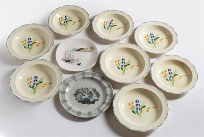 Lot 242 - Susie Cooper (1902-1995) for Crown Burslem
Set of eight shallow bowls
printed and impressed...