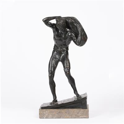 Lot 250 - Austrian School
Figure hauling a sack above his head, circa 1910
bronze
stamped 'Made in Austria'
35