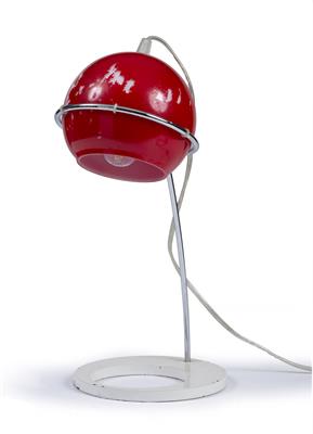 Lot 259 - Habitat
Lola desk lamp
red enamelled spherical lamp fitting into chrome support
35