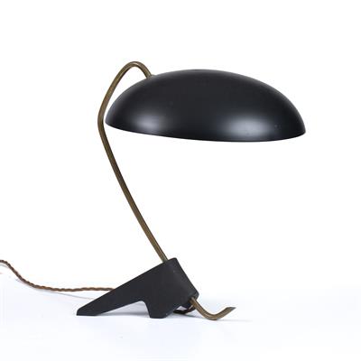 Lot 291 - 1950s French School
Desk lamp
black enamelled and brass
42cm high